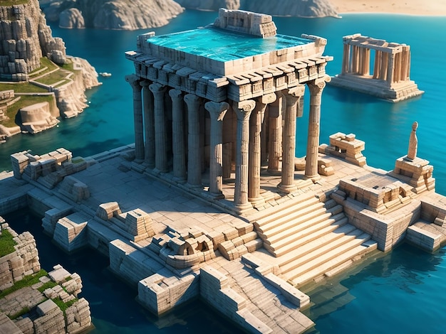 Uma imagem dos templos da Grécia antiga Templo de Poseidon