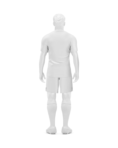 Uma imagem em branco do kit completo de futebol masculino Mockup Back isolado em um fundo branco