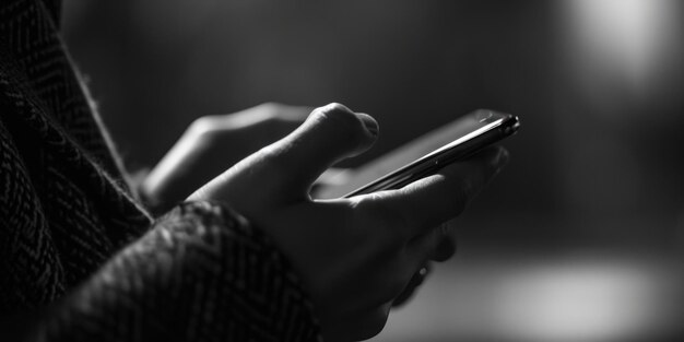 Foto uma imagem em close-up de uma mão de uma pessoa segurando um telefone celular esta imagem pode ser usada para retratar comunicação tecnológica ou mídias sociais