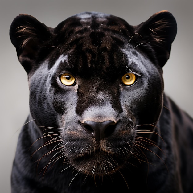 Foto uma imagem em close up de uma pantera preta