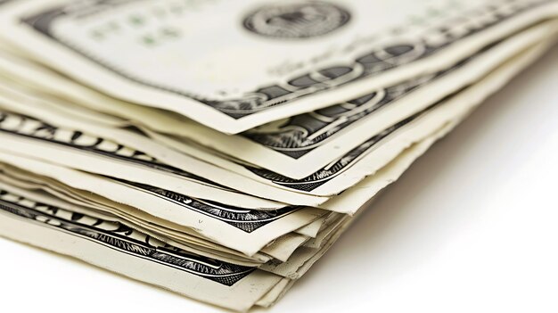 Uma imagem em close-up de uma pilha de notas de cem dólares