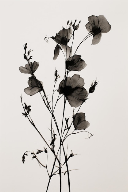 Uma imagem em preto e branco de flores com a palavra papoula