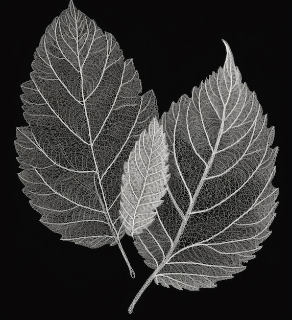 Uma imagem em preto e branco de folhas com a palavra "folha" nela.