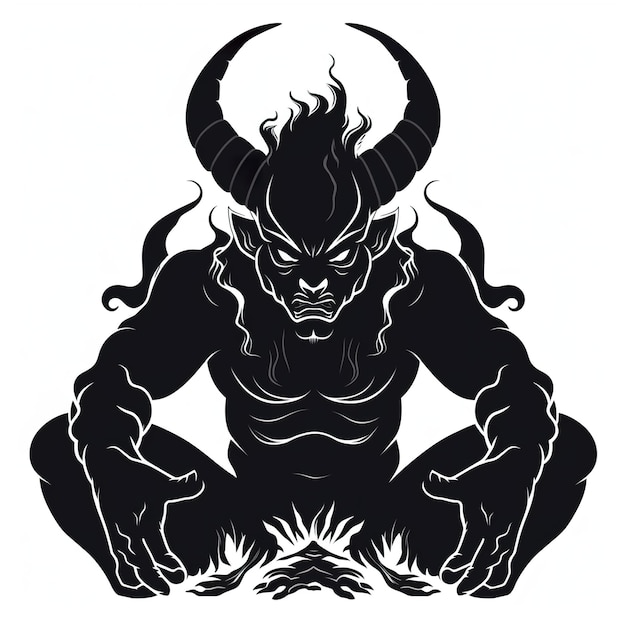 Uma imagem em preto e branco de um demônio Generative AI image