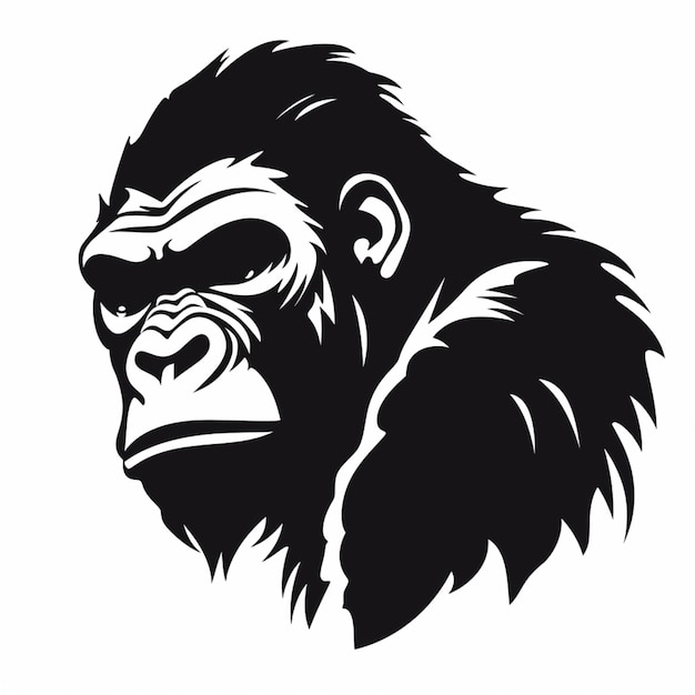 uma imagem em preto e branco de uma cabeça de gorila generativa ai