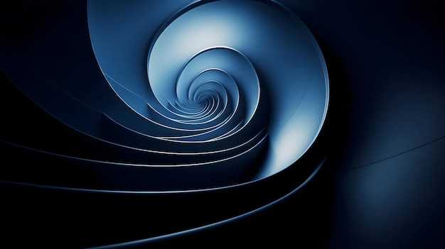 uma imagem em preto e branco de uma escada em espiral azul