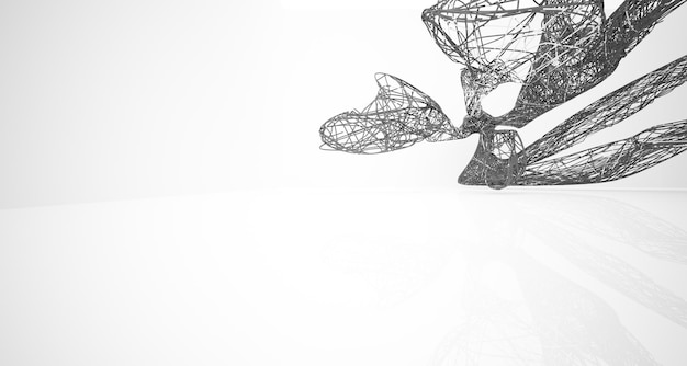 Uma imagem em preto e branco de uma escultura de arame com a palavra nela.