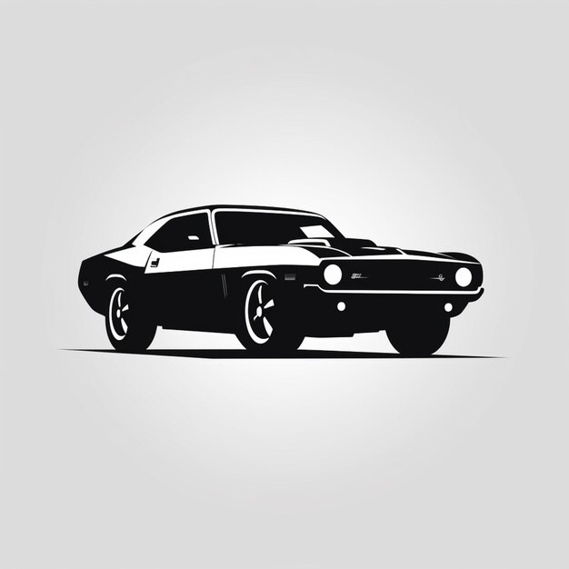 Uma imagem em preto e branco de uma IA generativa de um muscle car clássico