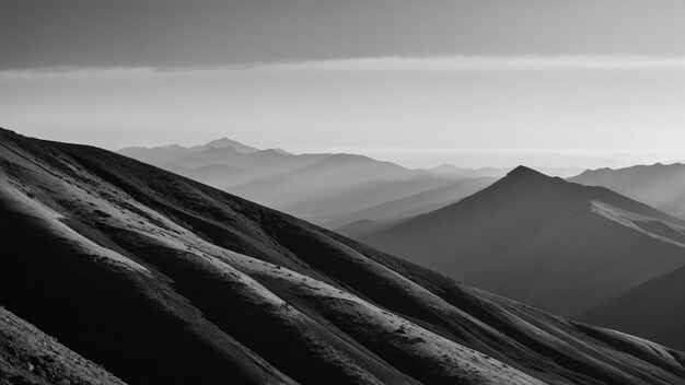 Foto uma imagem em preto e branco de uma montanha precisionismo minimalista delineado arte minimalista