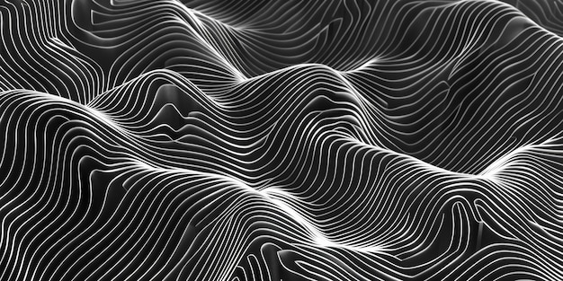 Uma imagem em preto e branco de uma onda com muitas linhas de fundo de estoque