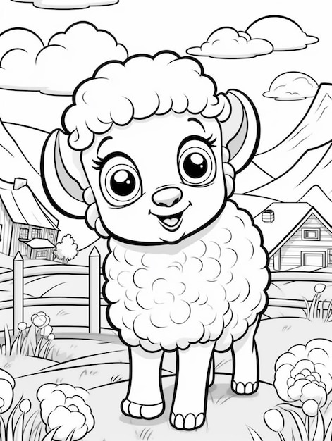 Foto uma imagem em preto e branco de uma ovelha em uma fazenda generativa ai