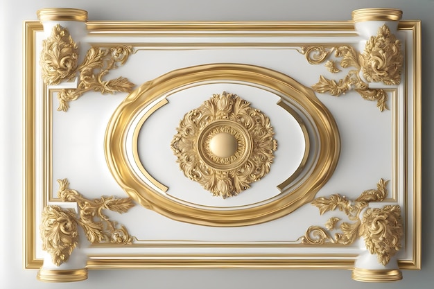 uma imagem emoldurada em ouro de um objeto redondo com um círculo dourado nele.