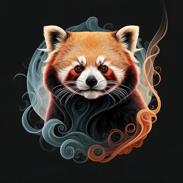 uma imagem etérea e hipnotizante de um panda vermelho abraçar os estilos de ilustração fantasia escura e mistério cinematográfico a natureza esquiva de fumaça