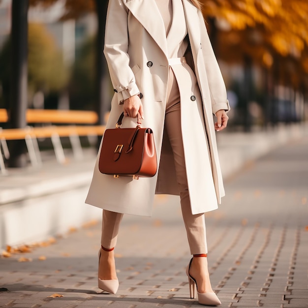 Uma imagem generativa de bolsa de mão feminina, calçado, vestido, moda e ilustração de estilo