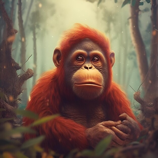 Uma imagem generativa de IA de um macaco bonito