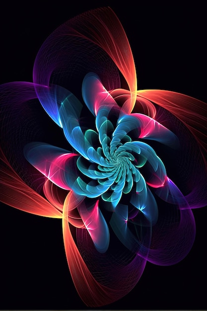 Uma imagem gerada por computador de uma flor com um design em espiral.