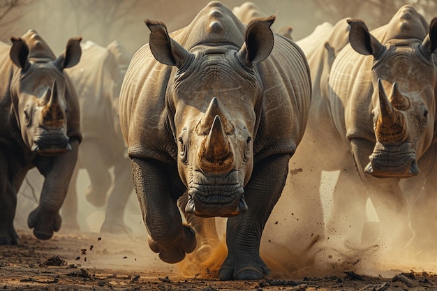 Uma imagem poderosa de um rinoceronte preto afirmando i generative ai