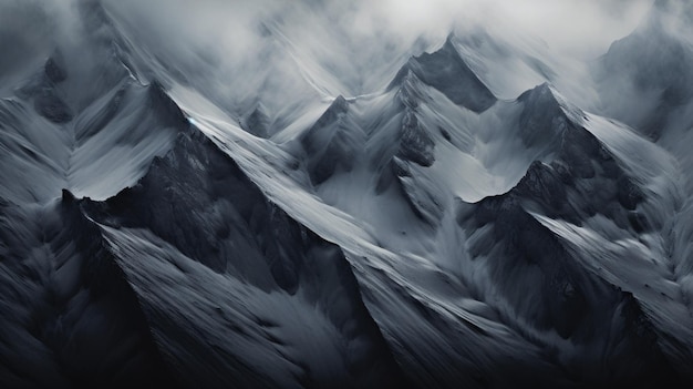 Uma imagem preto e branco das montanhas