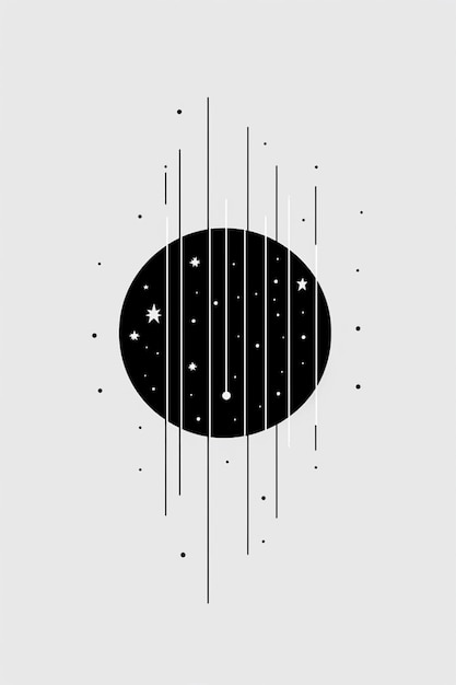 Uma imagem preto e branco de um círculo preto e branco com estrelas generativas ai