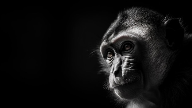 Macaco Branco E Preto Em Fundo Preto · Foto profissional gratuita