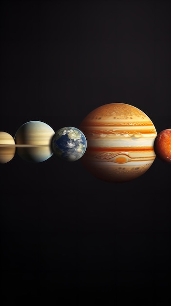 Foto uma imagem tridimensional dos planetas do sistema solar ia geradora