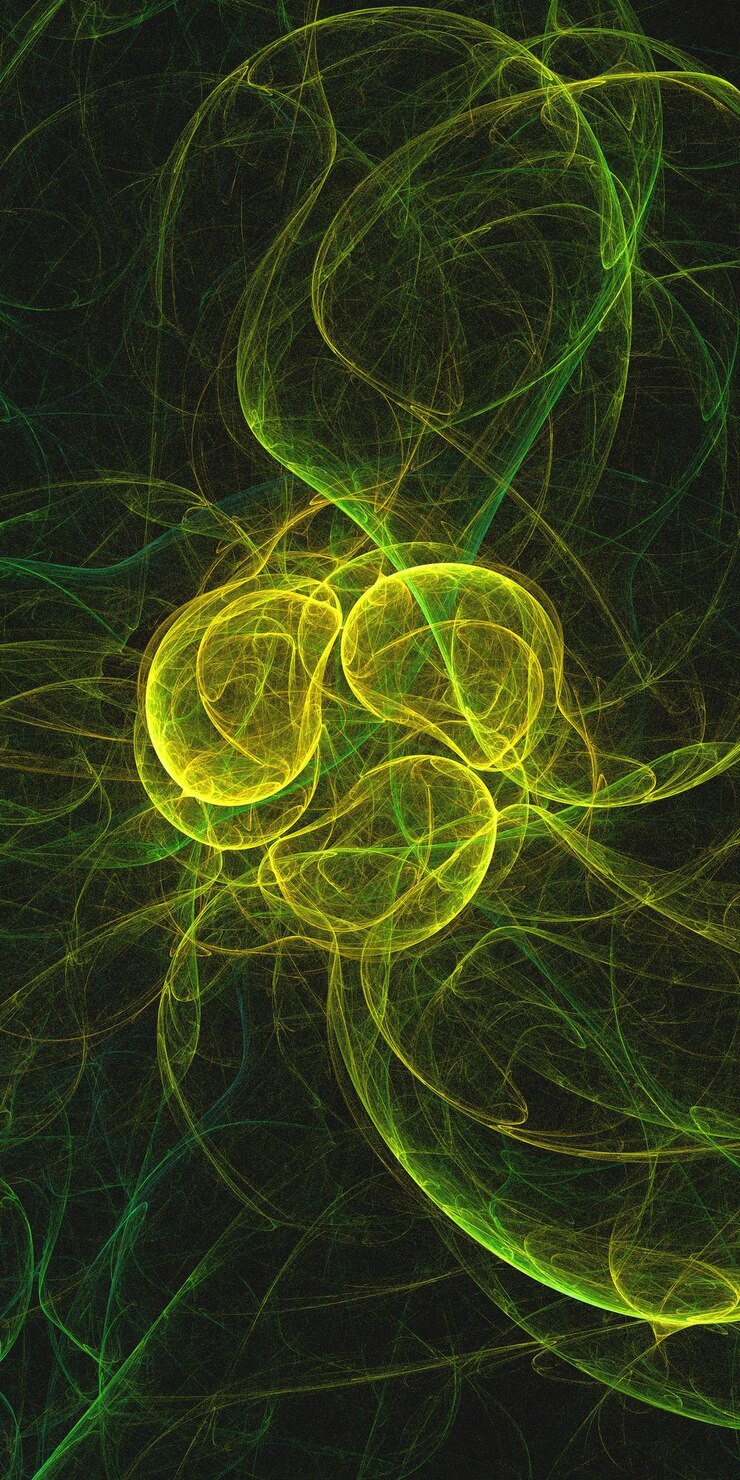 Foto uma imagem verde e amarela de uma esfera com a palavra " nela.