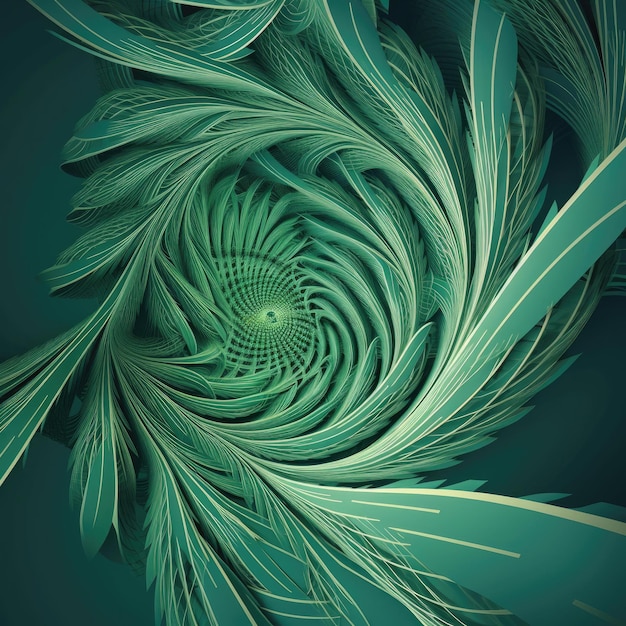 Uma imagem verde e azul de um desenho em espiral com um desenho em espiral.