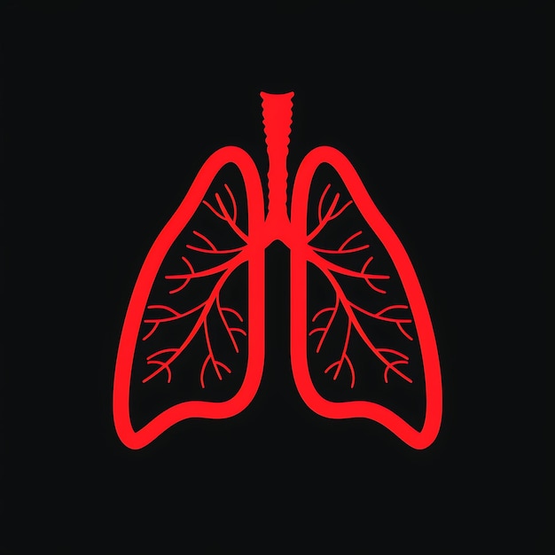 Foto uma imagem vermelha e verde de um coração humano com a palavra pulmões