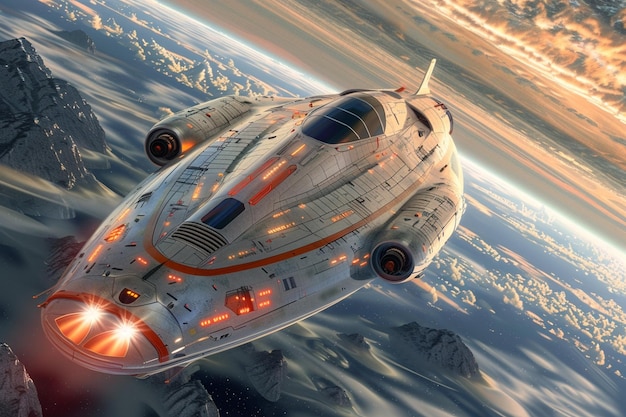 Foto uma impressão artística de uma nave espacial viajando rápido.