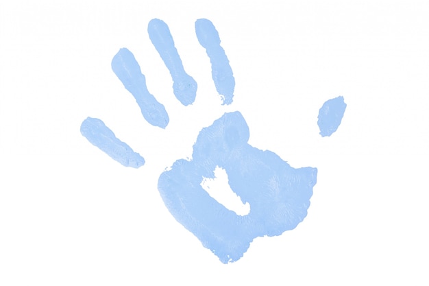 Uma impressão de mão azul