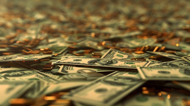 Uma impressionante imagem em close de uma pilha de dinheiro