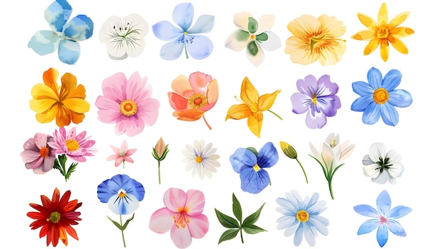 Uma impressionante variedade de flores coloridas em arranjos florais