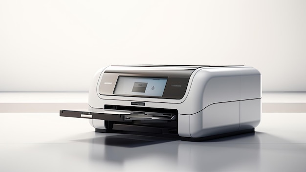 uma impressora de rótulos isolada sobre um fundo branco prístino em resolução UHD de ultra-alta definição