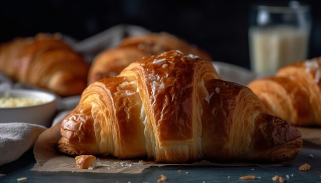 Uma indulgência de pastelaria francesa caseira pronta para comer pão doce gerado por ia