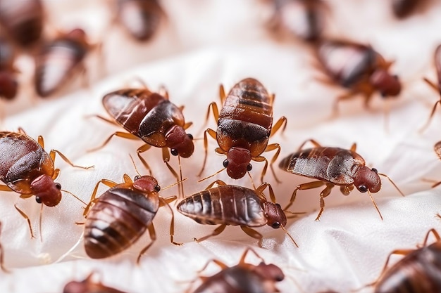 Uma infestação de percevejos em tecido branco