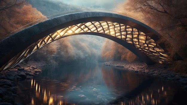 Uma intrincada ilustração realista de foto de ponte generativa