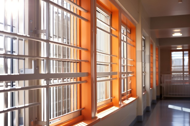 Uma janela com grades que diz 'prisão' nela