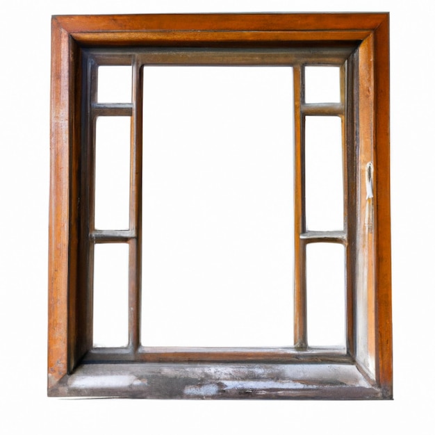 Uma janela com moldura de madeira