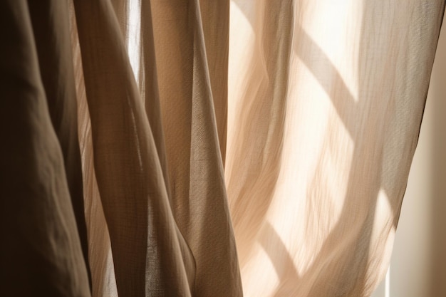 Uma janela com o sol brilhando através das cortinas