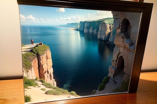 Uma janela com vista para o mar e para o mar