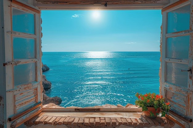 Uma janela com vista para o oceano