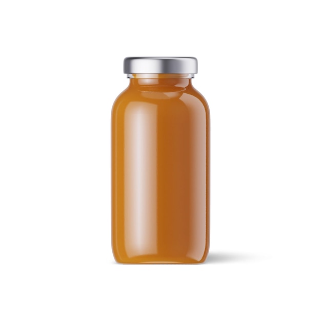 Uma jarra de suco de laranja com tampa prateada