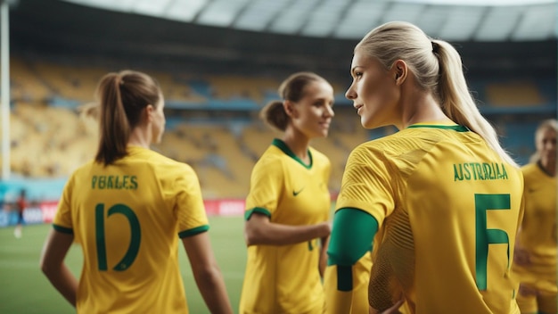 uma jogadora de futebol feminina vestindo uma camisola amarela com o número 10