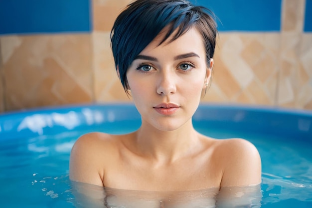 Uma jovem atraente faz tratamentos de spa.