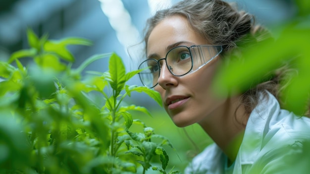 Uma jovem cientista feminina