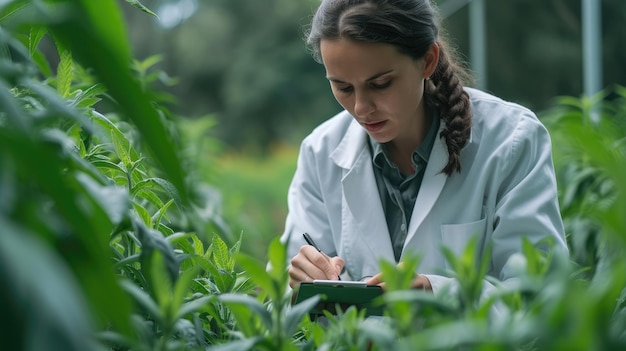 Uma jovem cientista feminina