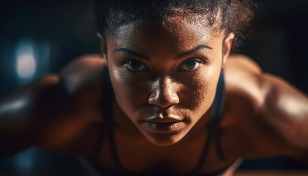 Uma jovem determinada parte do esporte gerado pela IA