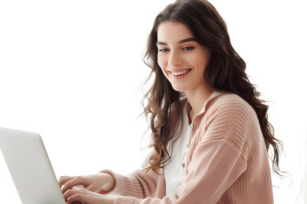 Foto uma jovem indiana senta-se no chão com um laptop