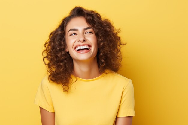 Foto uma jovem jovem feliz em um fundo isolado de ia generativa