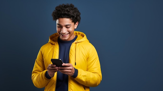 Foto uma jovem latina alegre irradiando felicidade, seu sorriso genuíno iluminando seu rosto enquanto ela segura